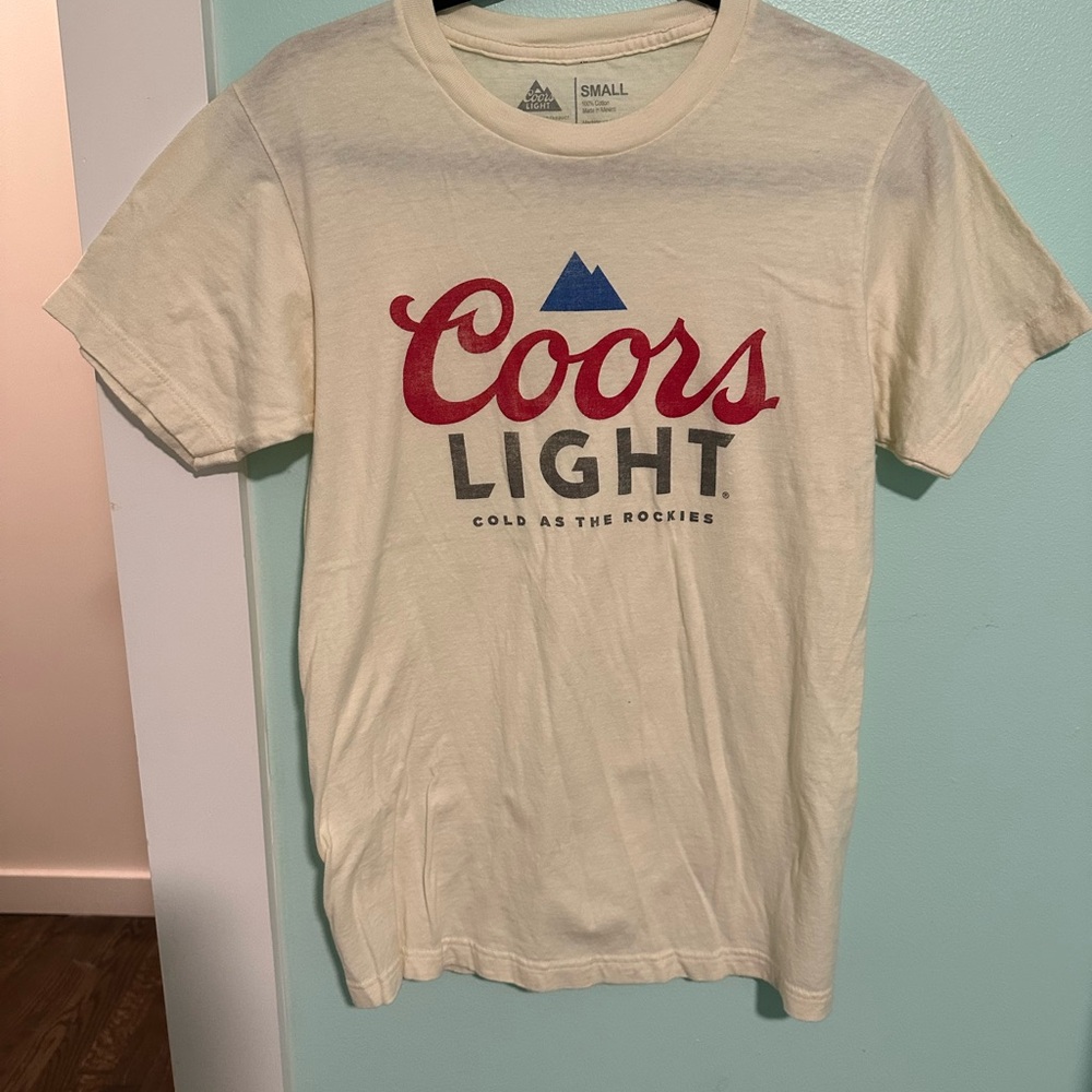 Coors Light Cream Short Sleeve Tee Size Small